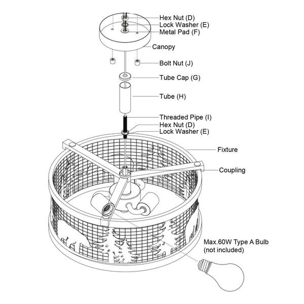 Kodiak 16-in W Black and Teak Rustic Semi Flush Mount Ceiling Light Bear and Tree Motif