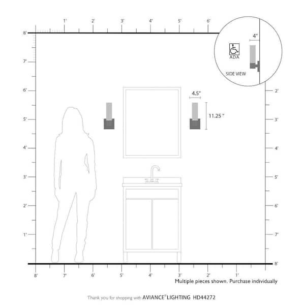 Aspen 1 Light Polished Chrome ADA Wall Sconce
