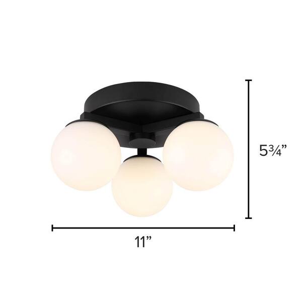 Nylah 11 in. 3-Light Matte Black Integrated LED Flush Mount