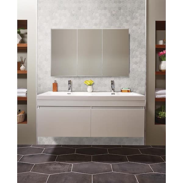 Carrara White Hexagon 12 in. x 12 in. x 10 mm Polished Marble Mesh-Mounted Mosaic Floor and Wall Tile (10 sq. ft. /case)