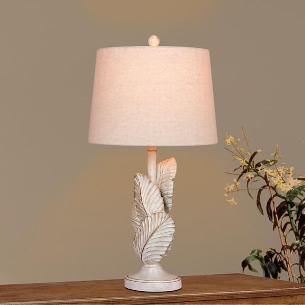 27.5 in. Antique White Island Palm Resin Table Lamps