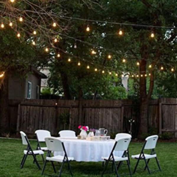 48 FT LED Outdoor\Indoor Waterproof String Lights, 15 Sockets, 16 S14 LED Edison Bulbs, Black