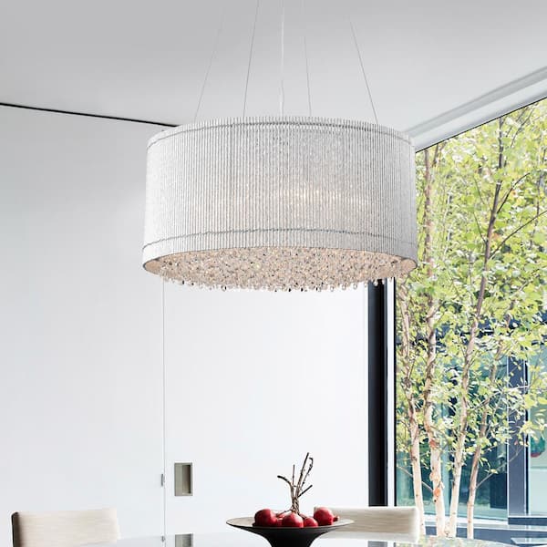 Pamina 22 in. 5-Light Chrome Glam Drum Shade Chandelier