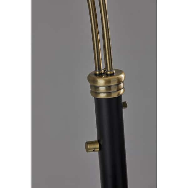 Bergen 82 in. Black and Antique Brass 3-Arm Arc Lamp