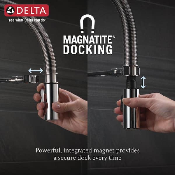 Trinsic Pro Single-Handle Pull-Down Sprayer Kitchen Faucet with Spring Spout in Black Stainless