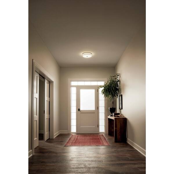 Ceiling Space 13 in. 1-Light Brushed Nickel Integrated LED Transitional Hallway Flush Mount Ceiling Light