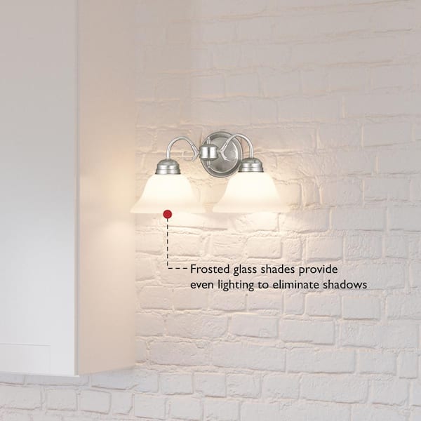 Millbridge 2-Light Satin Nickel Sconce with Alabaster Glass Shade