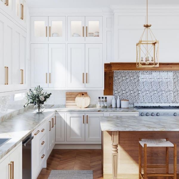 Wilsonart 8 ft. Left Miter Laminate Countertop Kit Included in Textured Drama Marble with Eased Edge and Backsplash