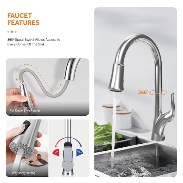 All-in-One Tight Radius Drop-In/Undermount 18G Stainless Steel 30 in. Single Bowl Kitchen Sink with Pull-Down Faucet