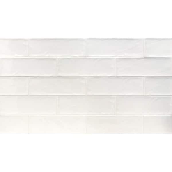 Pier White 4 in. x 12 in. 6 mm Polished Ceramic Subway Wall Tile (33-Piece) (10.76 sq. ft./Box)