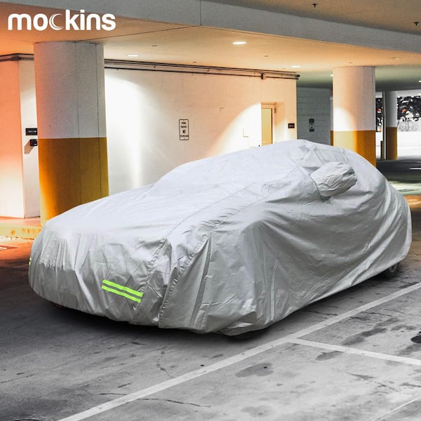 175 in. x 70 in. x 60 in. Heavy-Duty 190T Silver Polyester Waterproof Car Cover