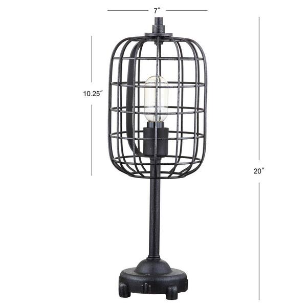 Odette 20 in. Black/Silver Industrial Metal Table Lamp