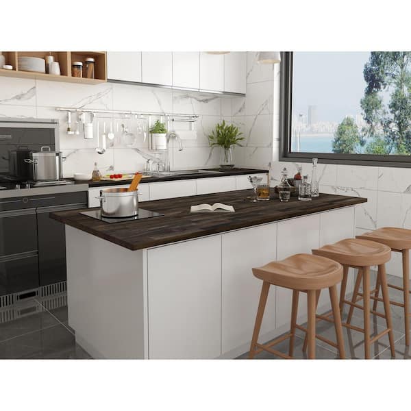 8 ft. L x 25.5 in. D, Acacia Butcher Block Standard Countertop in Espresso with Square Edge