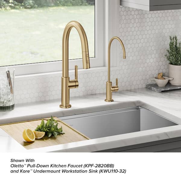 Oletto Single Handle Beverage Faucet in Brushed Brass