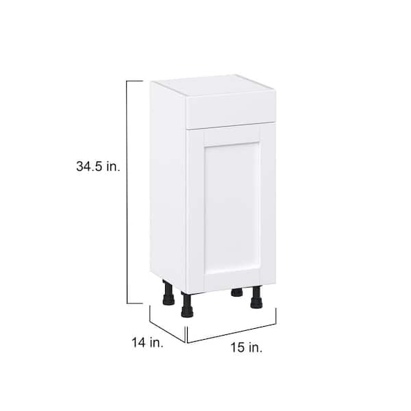 Mancos Glacier White Shaker Assembled Shallow Base Kitchen Cabinet with a Drawer (15 in. W x 34.5 in. H x 14 in. D)