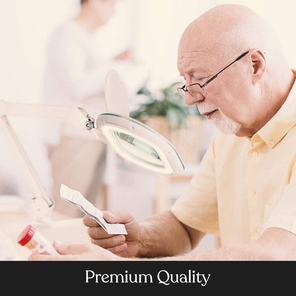 LightView Pro 24 in. to 51 in. White XL Magnifying 2 in 1 Floor and Desk LED Lamp