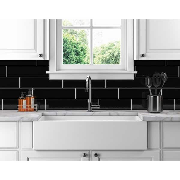 Restore 4 in. x 16 in. Glazed Ceramic Black Subway Tile (13.2 sq. ft./case)