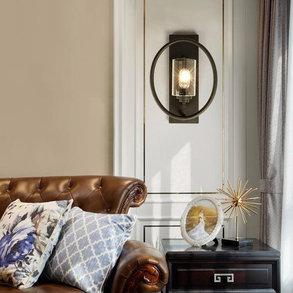 Houston 1-Light Black Dimmable Antique Candle Wall Light With Glass Shade (Set of 2)