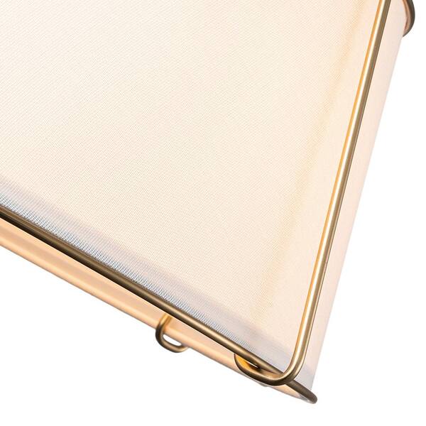 Haven 16.9 in. 4-Light Brushed Brass/White Swag Semi-Flush Mount with White Fabric Shade and No Bulbs Included