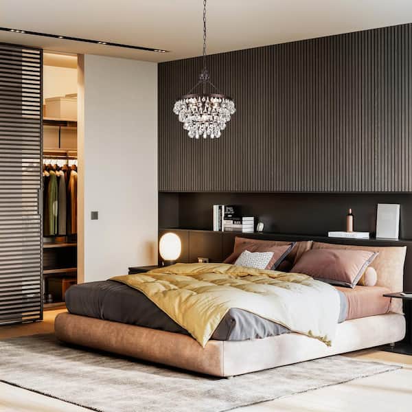 Clarus 5-Light Antique Copper 4-Tier Glam Chandelier with Clear Glass Hanging Crystals