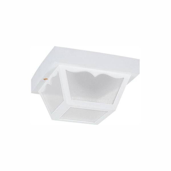 Outdoor Ceiling White 2-Light Outdoor Flush Mount with LED Bulbs