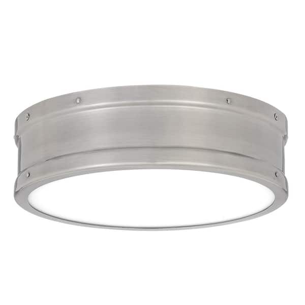 Ahoy 12.75 in. Antique Polished Nickel LED Flush Mount