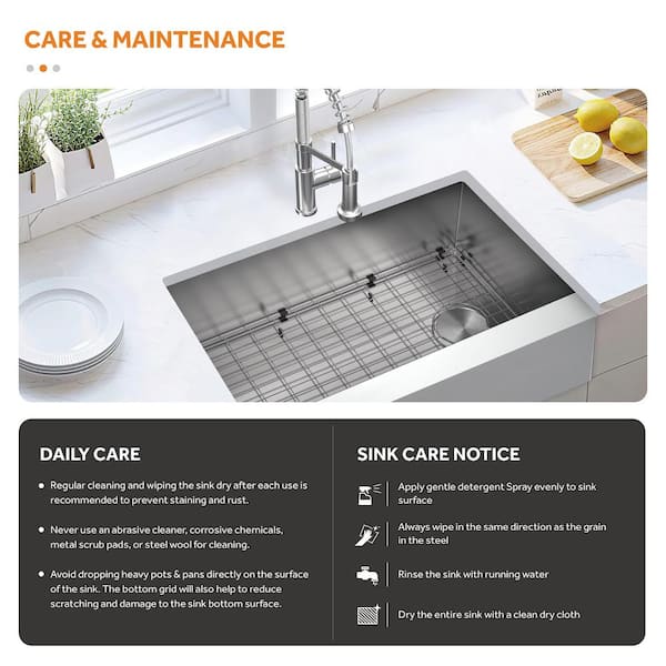 All-in-One Zero Radius Farmhouse/Apron-Front 16G Stainless Steel 33 in. Single Bowl Kitchen Sink with Spring Neck Faucet