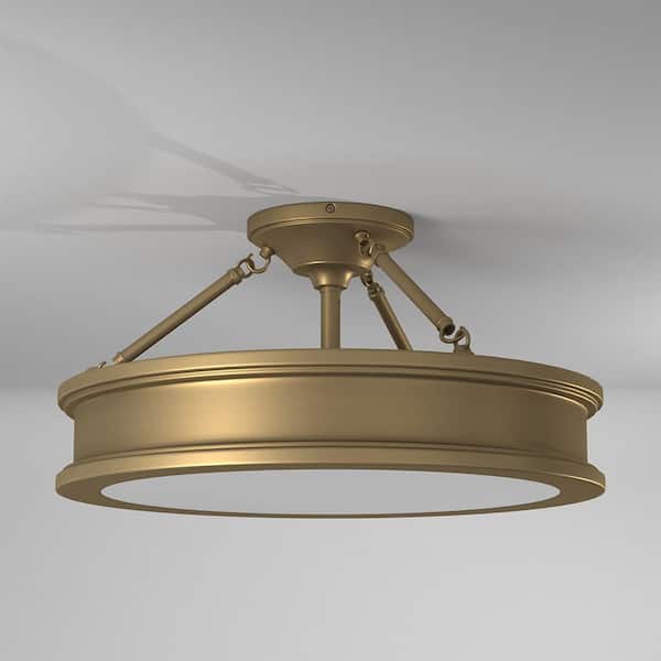 Harbour Point 3-Light Liberty Gold Semi-Flush Mount Light
