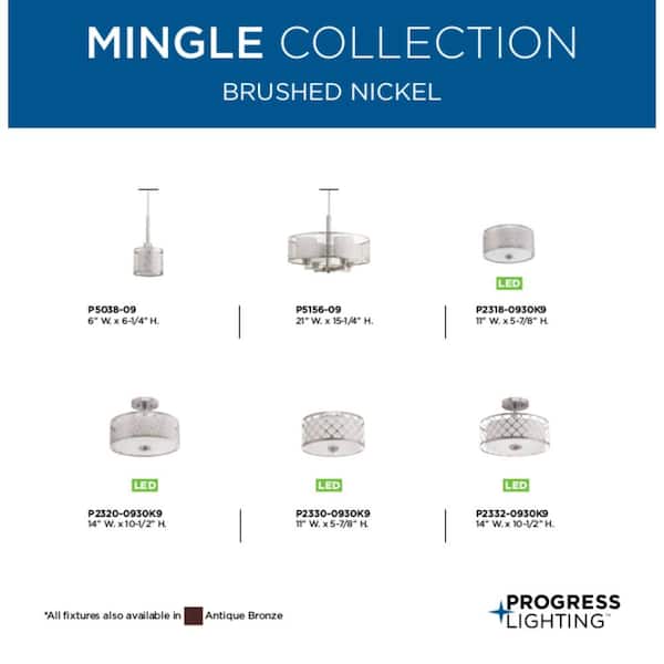 11 in. Mingle 17-Watt Brushed Nickel Integrated LED Flush Mount