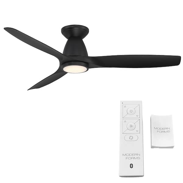 Skylark 54 in. 3-Blade Smart Flush Mount Matte Black Ceiling Fan 3000K Integrated LED and Remote Control