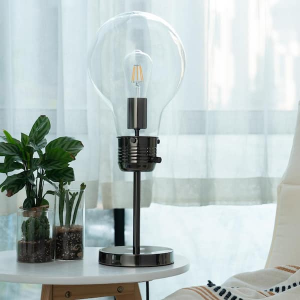 17 in. Dark Nickel Bulb-in-a-Bulb Table Lamp