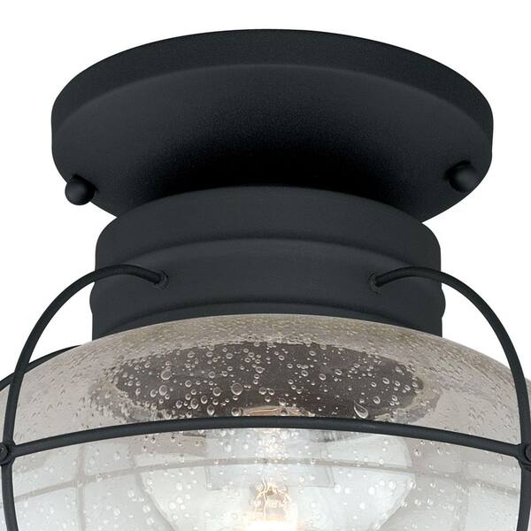 Chatham Black Coastal Globe Outdoor Flush Mount 1-Light Ceiling Fixture Clear Glass