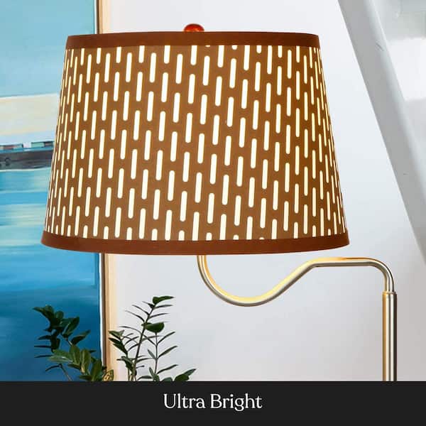 Madison 56 in. Havana Brown LED Skinny Bedside Table Lamp with Wireless Charging