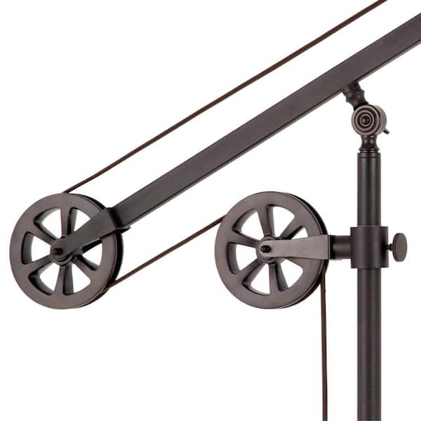 Descartes 29 in. Blackened Bronze Wide Brim Table Lamp with Pulley System