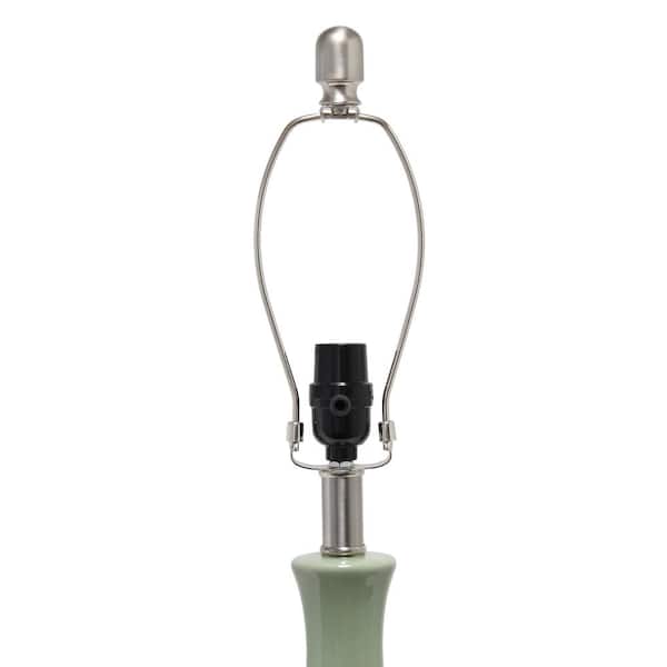 26.25 in. Sage Green Classix Modern Ceramic Droplet Table Lamp with White Fabric Shade