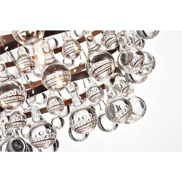 Clarus 5-Light Antique Copper 4-Tier Glam Chandelier with Clear Glass Hanging Crystals