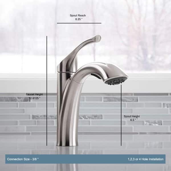 Mistos Single-Handle Pull-Out Sprayer Kitchen Faucet In Stainless Steel