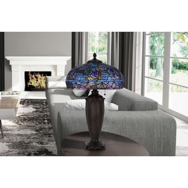 26 in. Heignt Dark Bronze Resin and Metal Table Lamp