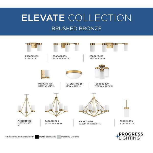 Elevate Collection 17-Watt Brushed Bronze Integrated LED Flush Mount