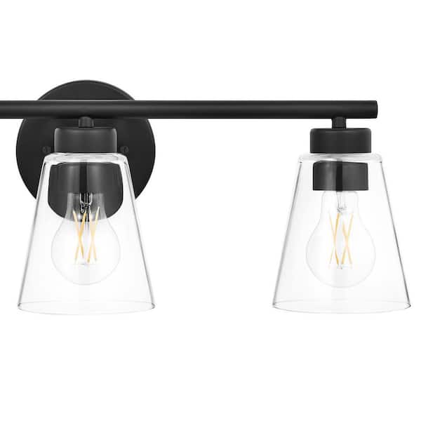Eastburn 22 in. 3-Light Matte Black Vanity Light with Clear Glass Shades