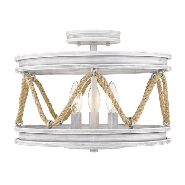Chatham 14 in. 2-Light Gray Driftwood Semi-Flush Mount