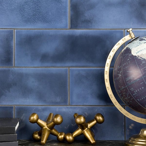 Piston Camp Blue 4 in. x 12 in. 7mm Glazed Ceramic Subway Wall Tile (34-piece 10.97 sq. ft. / box)