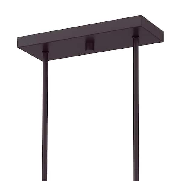 Regan 4-Light Espresso Industrial Linear Chandelier with Glass Shades, Industrial Linear Kitchen Pendant Light