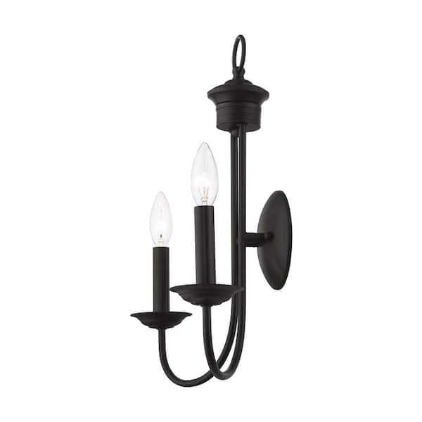 Estate 14 in. 2-Light Black Double Wall Sconce