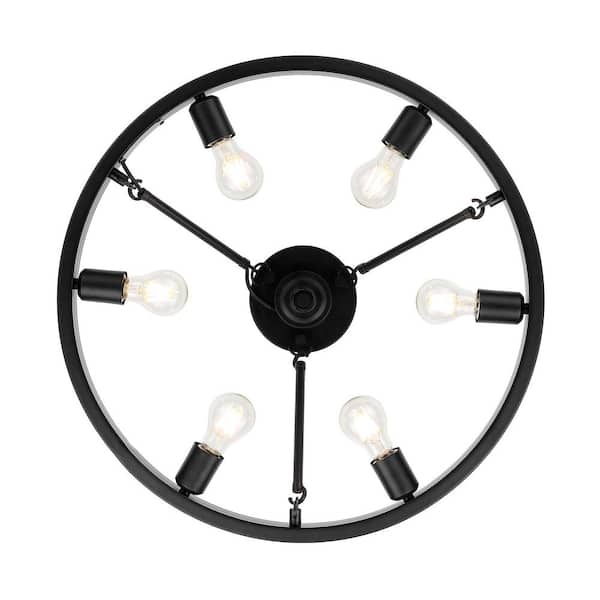 Castile 24 in. 6-Light Matte Black Semi-Flush Mount