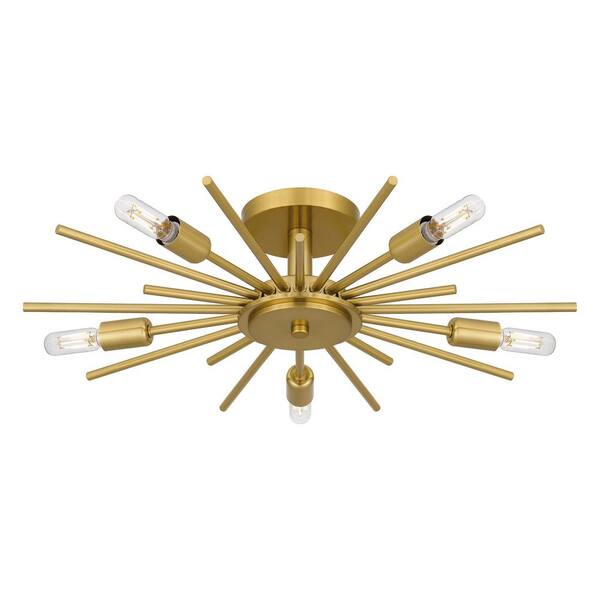 Brookings 21.63 in. 5-Light Brushed Gold Semi-Flush Mount