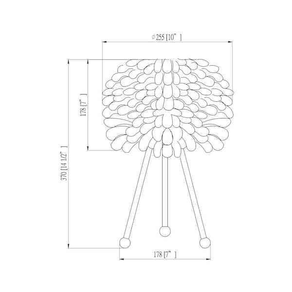 Columbus 14.5 in. Gold Tripod Table Lamp with White Feather