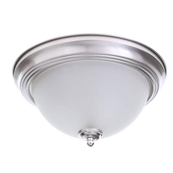 13 in. 2-Light Brushed Nickel Flush Mount (2-Pack)