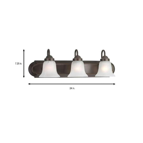 Solvang 24 in. 3-Light Antique Bronze Traditional Bathroom Vanity Light with Alabaster Glass