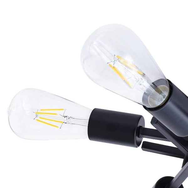 Industrial 22 in. 6-Light Black Linear Semi-Flush Mount Light Sputnik Ceiling Light